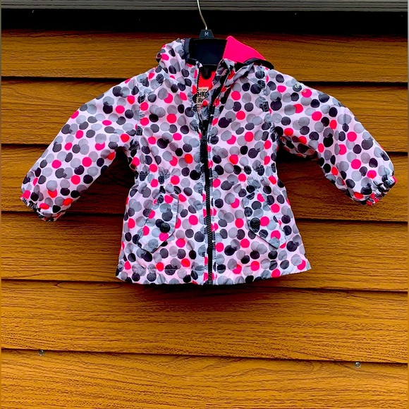Osh Kosh 12 months polka dots pink grey coat - Picture 2 of 6
